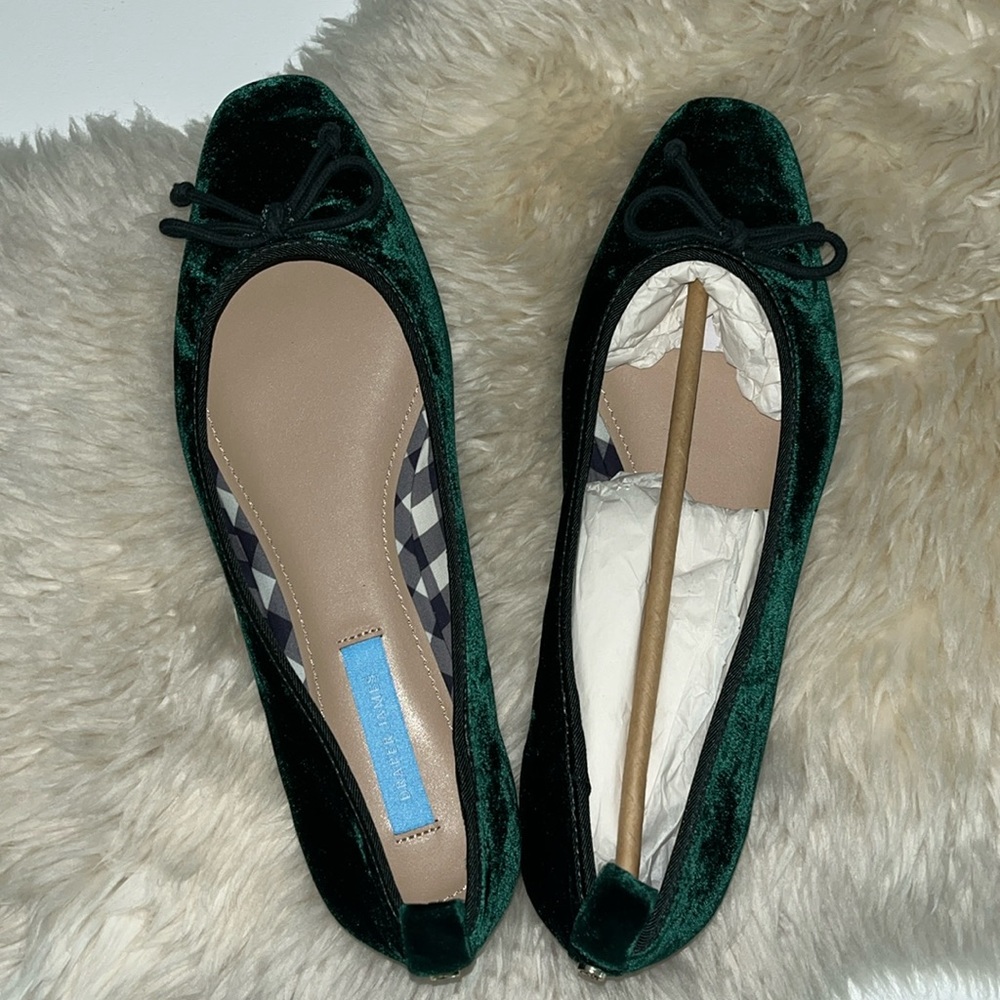 Velvet Dark Green Taylor Flats